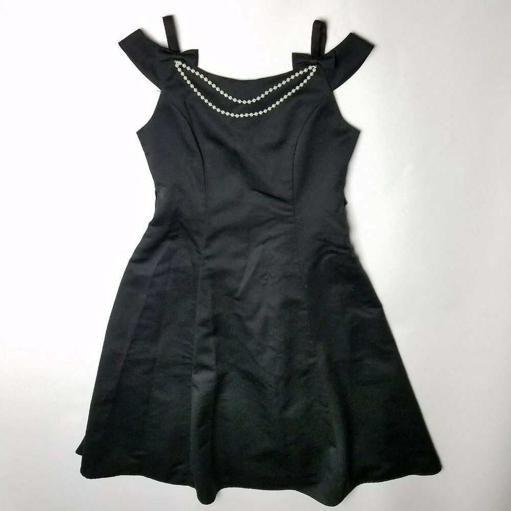 Jenny Annie Dots Girls Dress Party Black Pearls 12